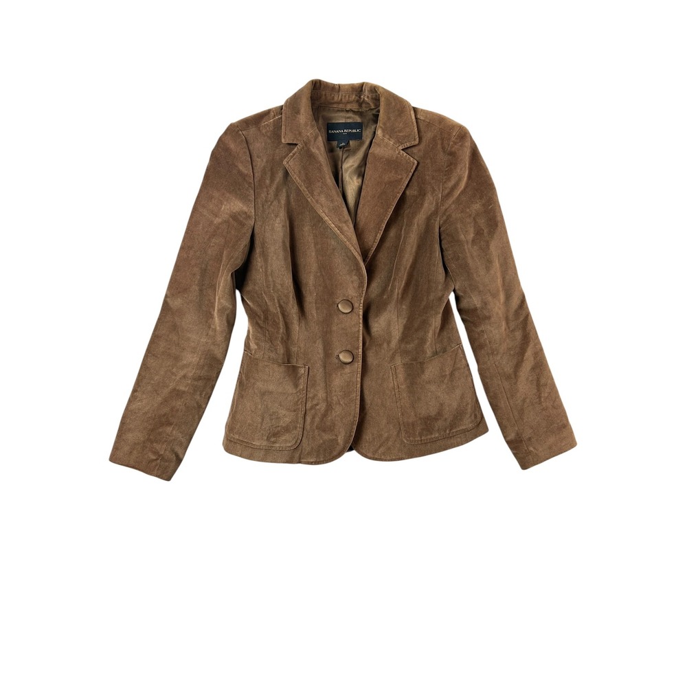 Banana Republic Brown Corduroy Blazer Velvet Feel Two Button Jacket Womens 6